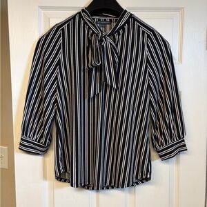 Adrianna Papell Black and White Striped Blouse